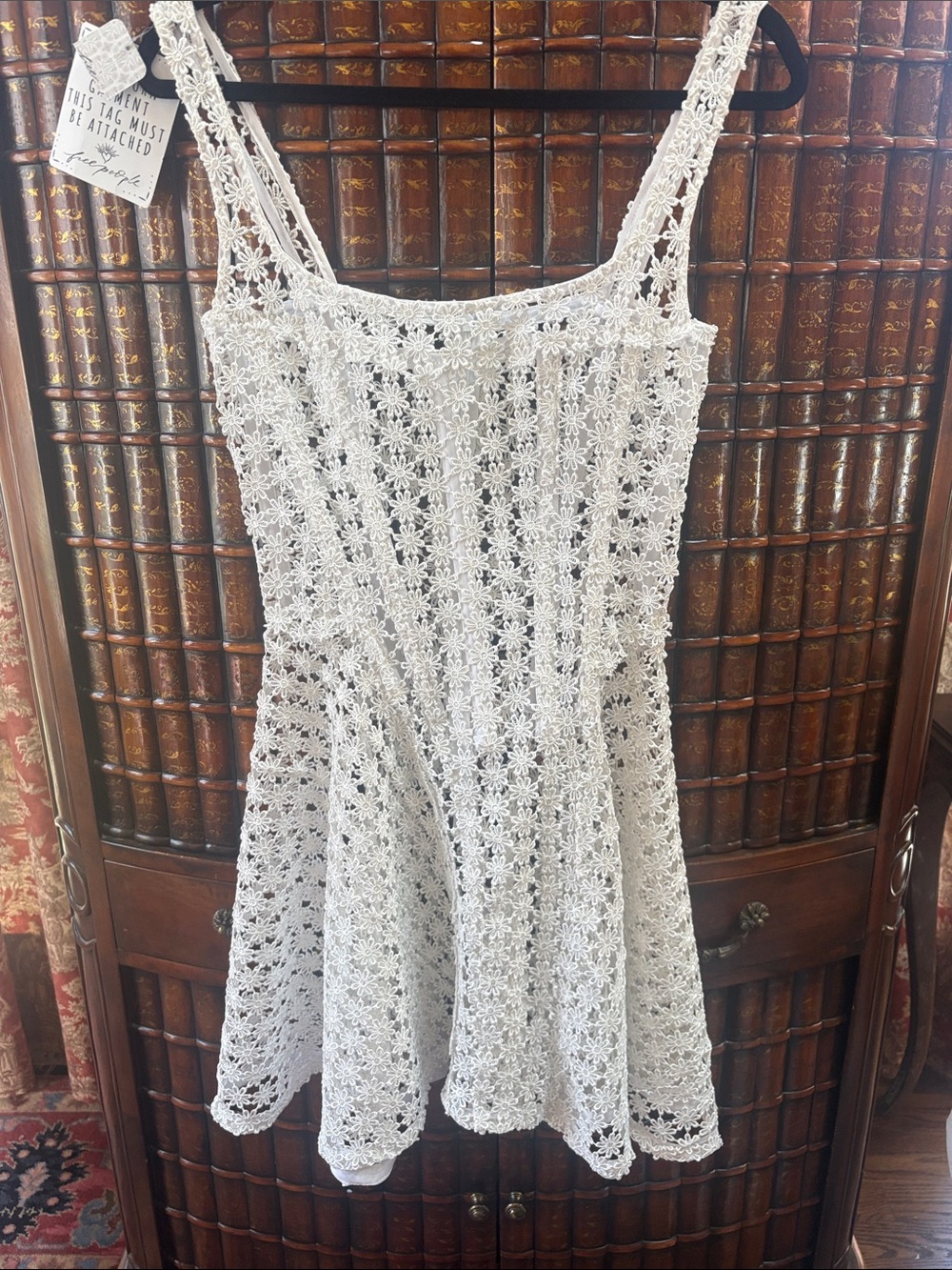 Free People White Crochet Mini Dress